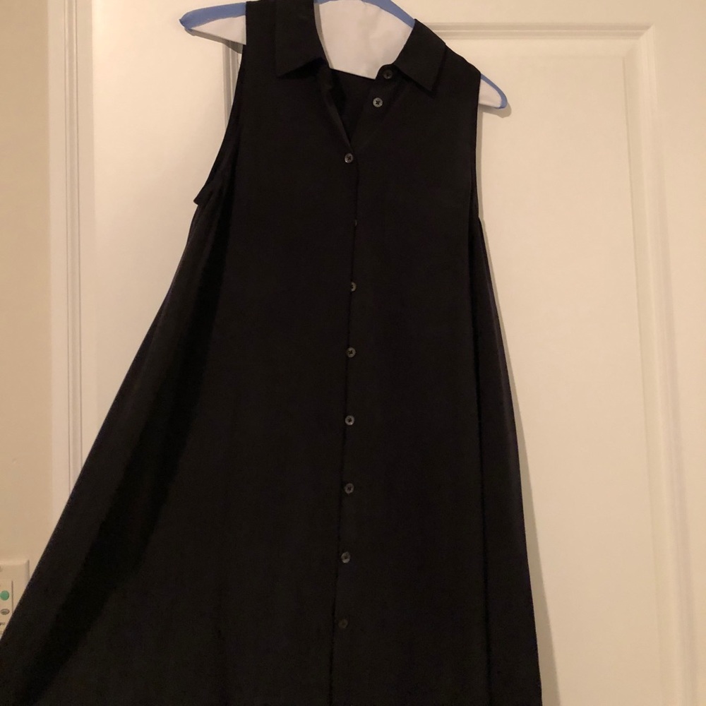Black button down equipment silk dress